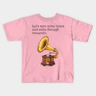 Waltzing Through Innuendo: A Gramophone Groove Kids T-Shirt